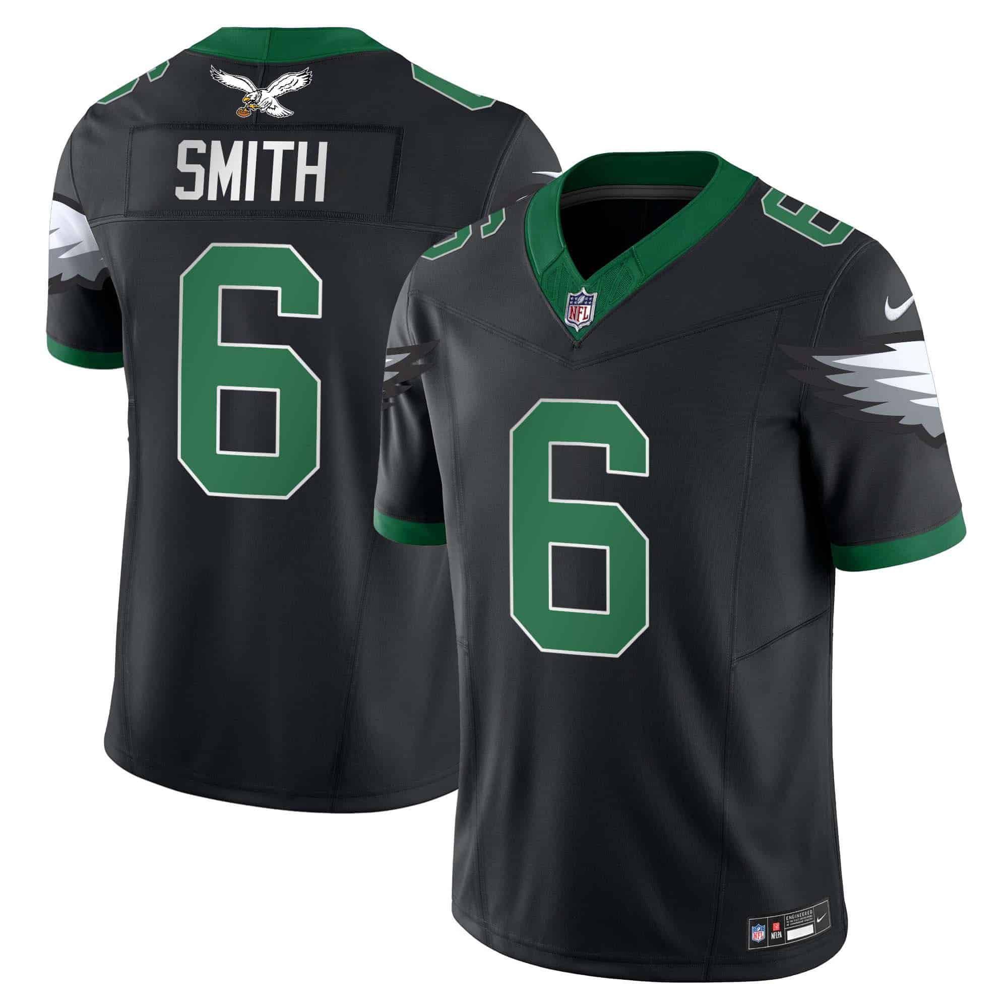 Men Philadelphia Eagles #6 Smith Black 2024 Nike Vapor Limited NFL Jersey